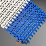 Mặt trên băng tải nhựa HS-2500B màu xanh và trắng