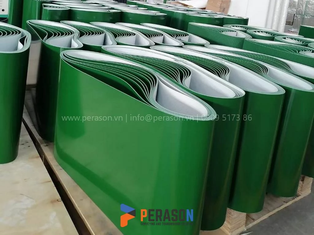 Băng tải PVC xanh nối tròn sẵn