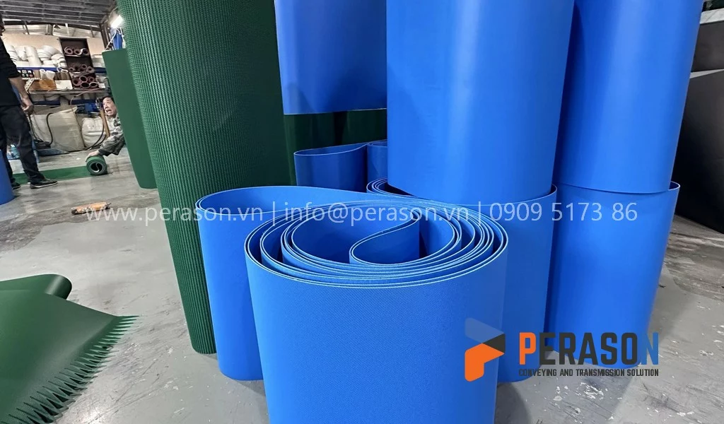 Dây băng tải pu pvc được gia công theo kích thước yêu cầu Dây băng tải