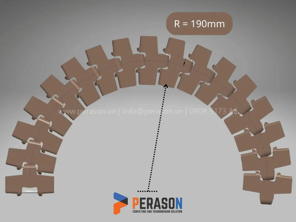 Xích 880 Tab BO bán kính cong tối thiểu 190mm